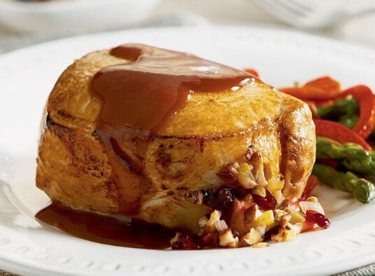 Cherry and Mushroom Stuffed Pork Chops