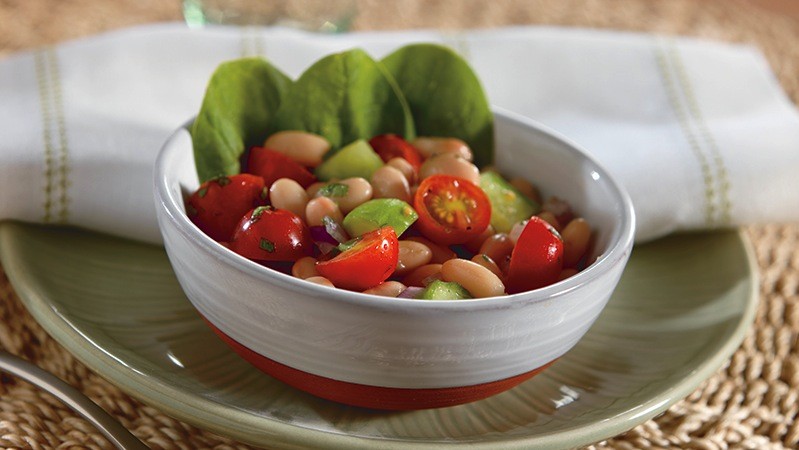 Grape Tomato Salad With White Beans and Cucumber