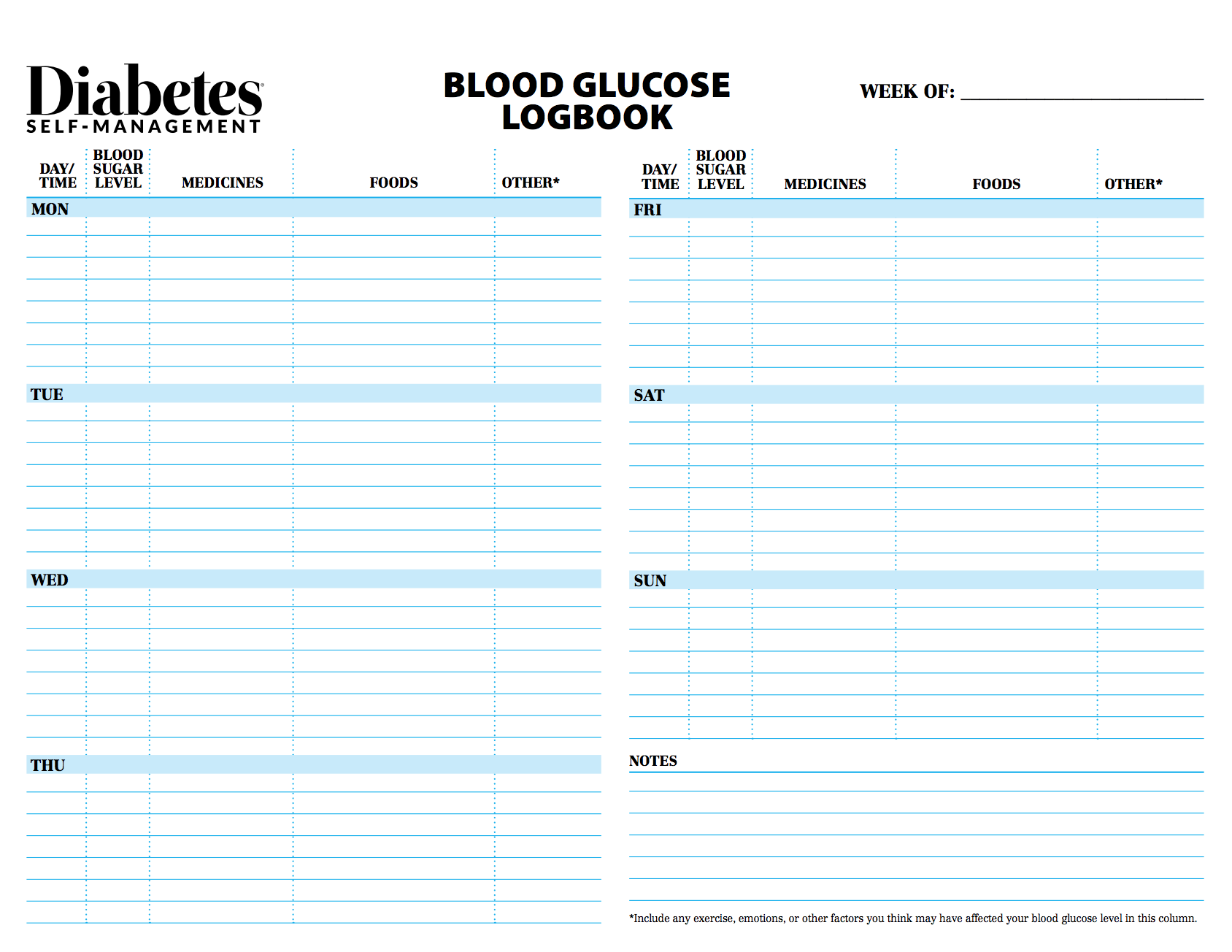 free diabetes logbook - diabetes self-management