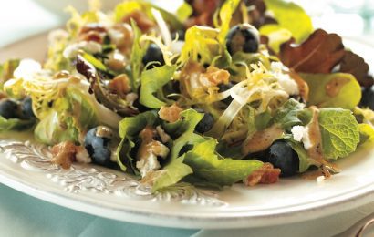 Spring Greens With Blueberries, Walnuts, and Feta Cheese