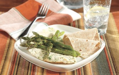 Asparagus and Scallion Omelet With Tortilla Wedges