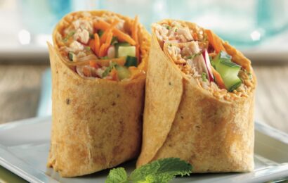 Chicken, Hummus, and Vegetable Wraps