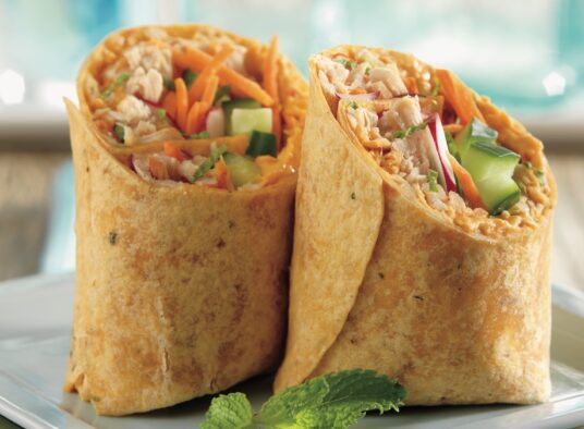Chicken, Hummus, and Vegetable Wraps